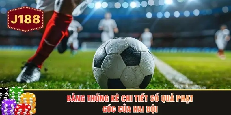 Bảng thống kê chi tiết số quả phạt góc của hai đội
